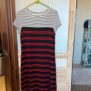 Calvin Klein Black Dress with Red and White Stripes